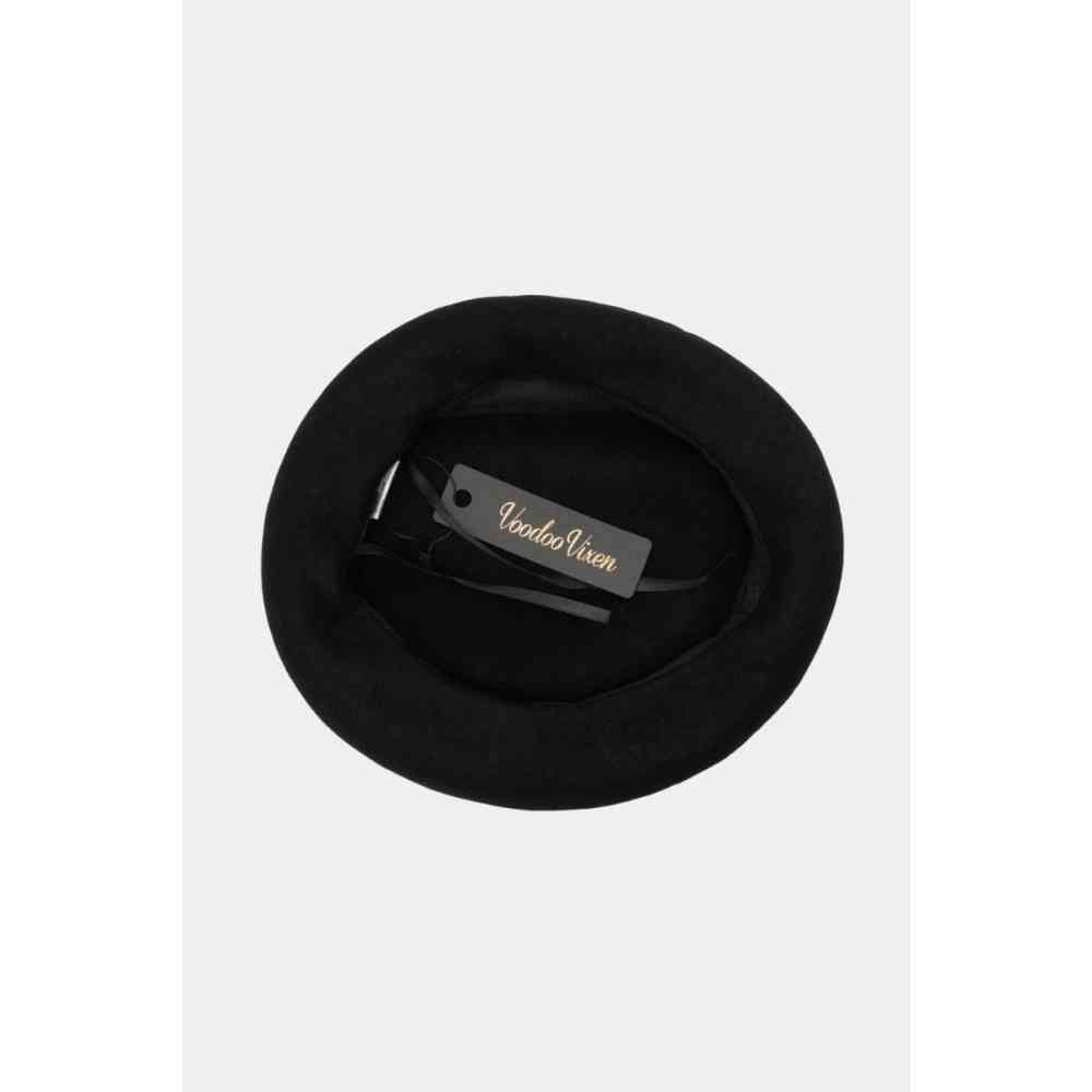 Voodoo Vixen - Retro Wool Hat Béret - Noir